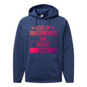 Ski Level Of Awesoess Skiing Cute Gift Performance Fleece Hoodie