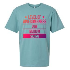 Ski Level Of Awesoess Skiing Cute Gift Sueded Cloud Jersey T-Shirt