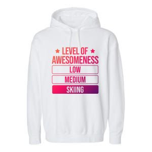 Ski Level Of Awesoess Skiing Cute Gift Garment-Dyed Fleece Hoodie