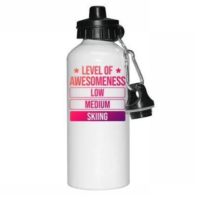 Ski Level Of Awesoess Skiing Cute Gift Aluminum Water Bottle 