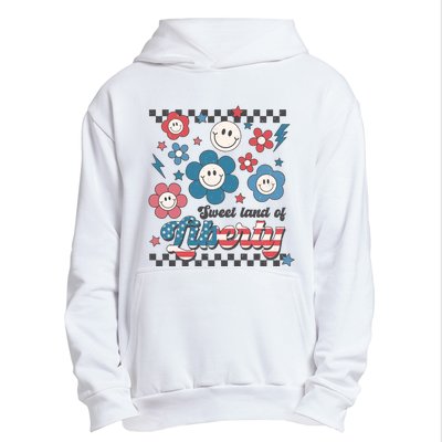 Sweet Land Of Liberty | 4th Of July | Smiley Flowers Retro Urban Pullover Hoodie