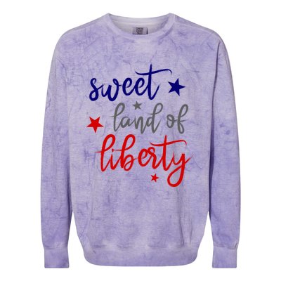 Sweet Land Of Liberty Cool Usa Independence Day Gift Colorblast Crewneck Sweatshirt