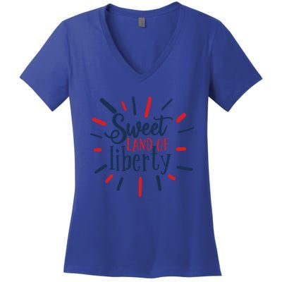 Sweet Land Of Liberty 4th Of July Great Gift Women's V-Neck T-Shirt