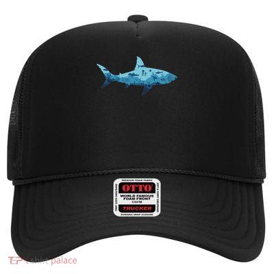 Shark Lover Ocean Animal Marine Biology High Crown Mesh Back Trucker Hat