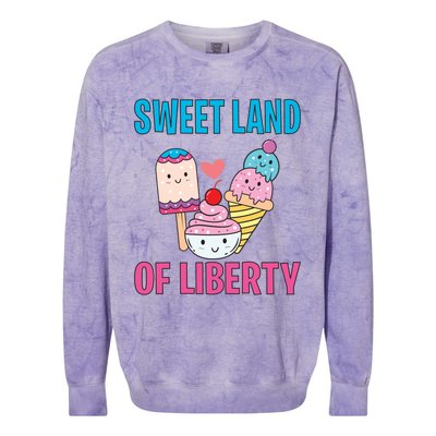 Sweet Land Of Liberty Meaningful Gift Colorblast Crewneck Sweatshirt