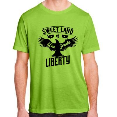 Sweet Land Of Liberty Usa Pride Bald Eagle Freedom Gift Adult ChromaSoft Performance T-Shirt