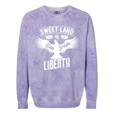 Sweet Land Of Liberty Usa Pride Bald Eagle Freedom Gift Colorblast Crewneck Sweatshirt