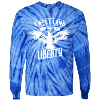 Sweet Land Of Liberty Usa Pride Bald Eagle Freedom Gift Tie-Dye Long Sleeve Shirt