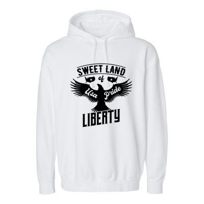 Sweet Land Of Liberty Usa Pride Bald Eagle Freedom Gift Garment-Dyed Fleece Hoodie