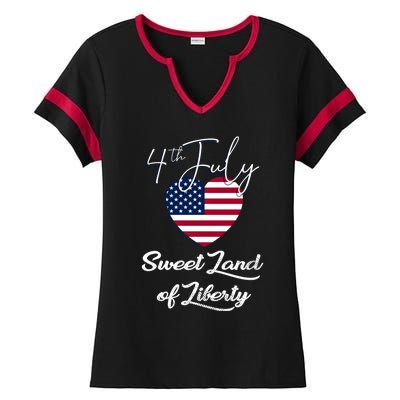 Sweet Land Of Liberty Gift 4th Of July Funny Fireworks Meaningful Gift Ladies Halftime Notch Neck Tee