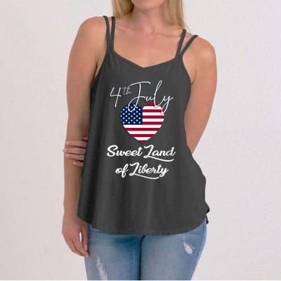 Sweet Land Of Liberty Gift 4th Of July Funny Fireworks Meaningful Gift Women's Strappy Tank