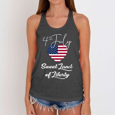 Sweet Land Of Liberty Gift 4th Of July Funny Fireworks Meaningful Gift Women's Knotted Racerback Tank