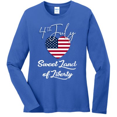 Sweet Land Of Liberty Gift 4th Of July Funny Fireworks Meaningful Gift Ladies Long Sleeve Shirt