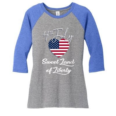 Sweet Land Of Liberty Gift 4th Of July Funny Fireworks Meaningful Gift Women's Tri-Blend 3/4-Sleeve Raglan Shirt