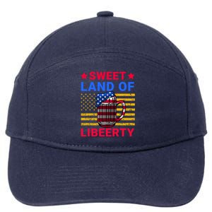 Sweet Land Of Liberty Patriotic Funny 4th Of July Beer Cool Gift 7-Panel Snapback Hat