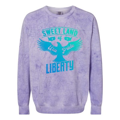 Sweet Land Of Liberty Usa Pride Bald Eagle Freedom Cool Gift Colorblast Crewneck Sweatshirt