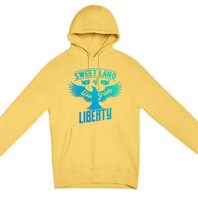 Sweet Land Of Liberty Usa Pride Bald Eagle Freedom Cool Gift Premium Pullover Hoodie