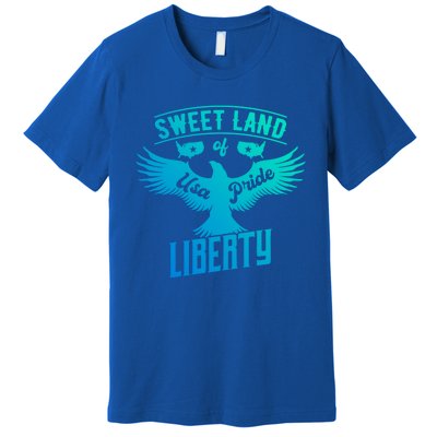 Sweet Land Of Liberty Usa Pride Bald Eagle Freedom Cool Gift Premium T-Shirt