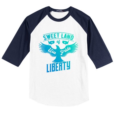 Sweet Land Of Liberty Usa Pride Bald Eagle Freedom Cool Gift Baseball Sleeve Shirt