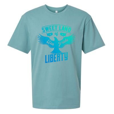 Sweet Land Of Liberty Usa Pride Bald Eagle Freedom Cool Gift Sueded Cloud Jersey T-Shirt