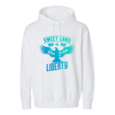 Sweet Land Of Liberty Usa Pride Bald Eagle Freedom Cool Gift Garment-Dyed Fleece Hoodie