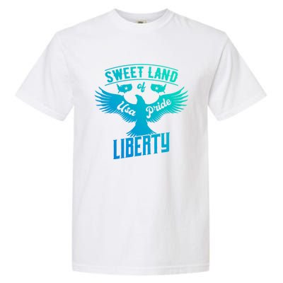 Sweet Land Of Liberty Usa Pride Bald Eagle Freedom Cool Gift Garment-Dyed Heavyweight T-Shirt