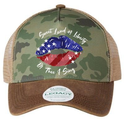 Sweet Land Of Liberty Of Thee I Sing Usa Lips 4th Of July Gift Legacy Tie Dye Trucker Hat