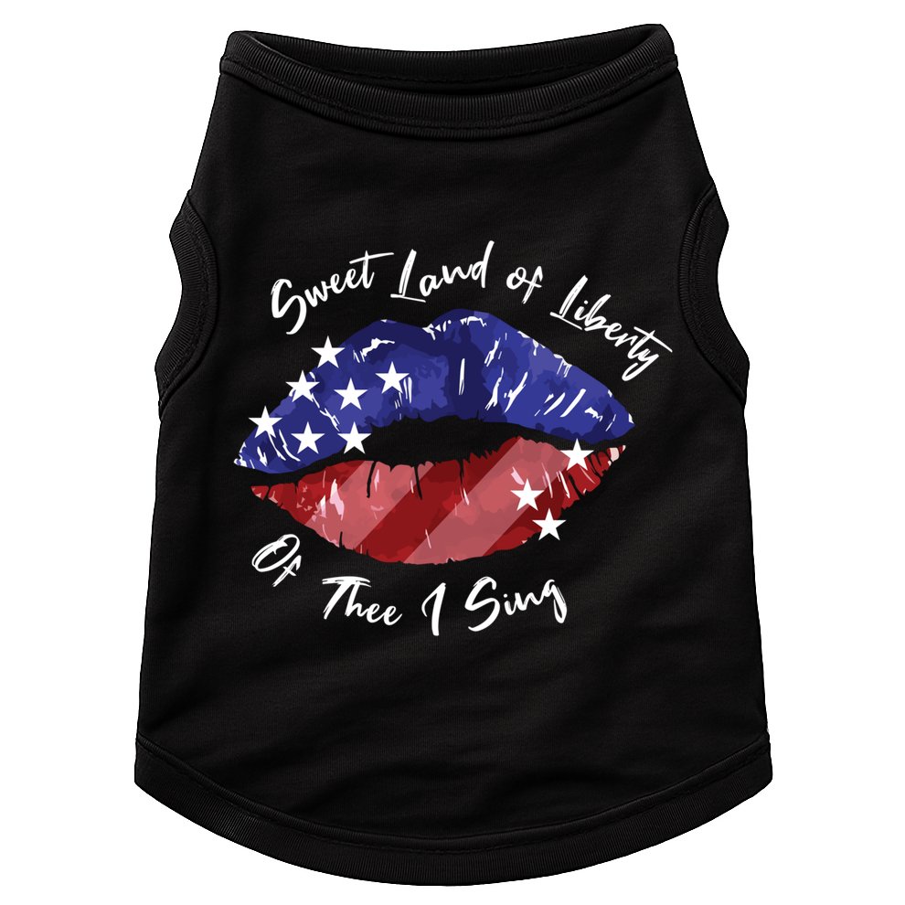 Sweet Land Of Liberty Of Thee I Sing Usa Lips 4th Of July Gift Doggie Tank