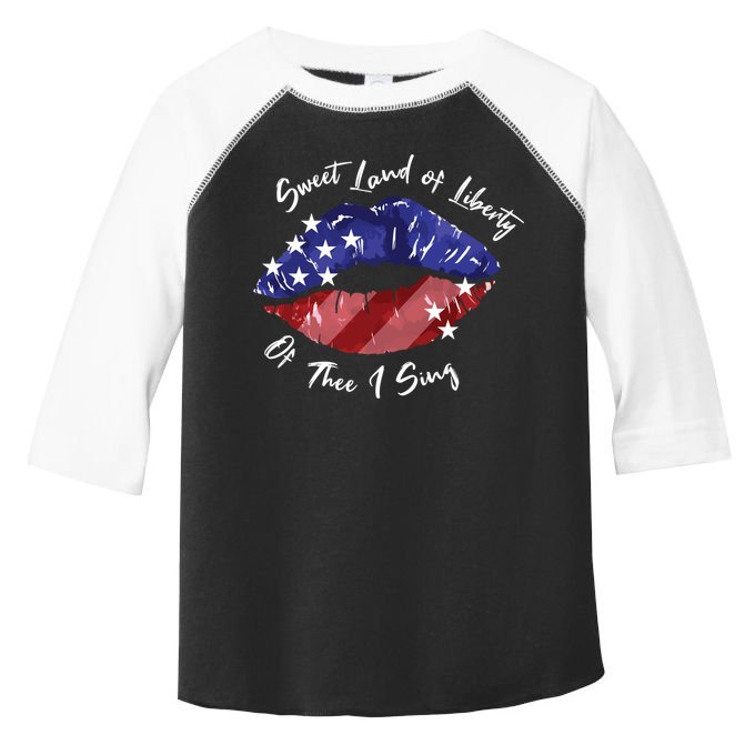 Sweet Land Of Liberty Of Thee I Sing Usa Lips 4th Of July Gift Toddler Fine Jersey T-Shirt