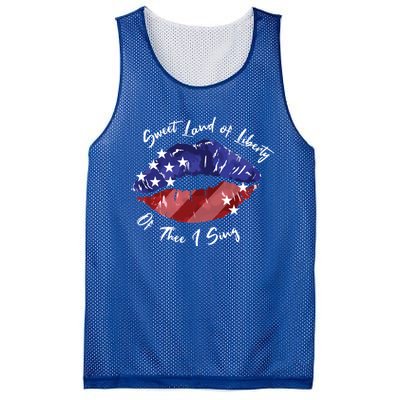 Sweet Land Of Liberty Of Thee I Sing Usa Lips 4th Of July Gift Mesh Reversible Basketball Jersey Tank