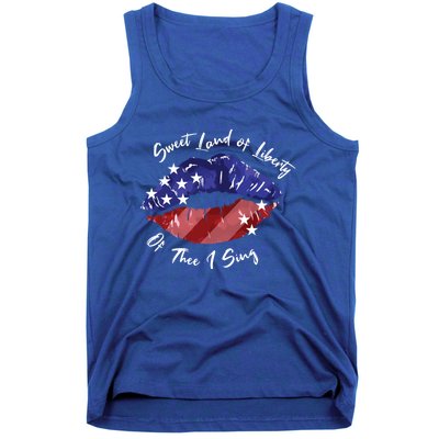 Sweet Land Of Liberty Of Thee I Sing Usa Lips 4th Of July Gift Tank Top