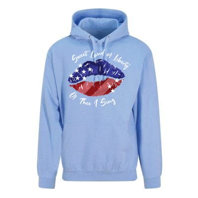 Sweet Land Of Liberty Of Thee I Sing Usa Lips 4th Of July Gift Unisex Surf Hoodie