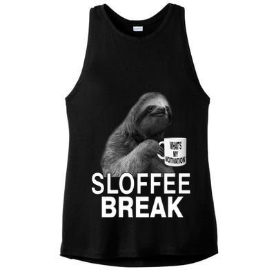 Sloffee Break What's My Motivation Ladies PosiCharge Tri-Blend Wicking Tank