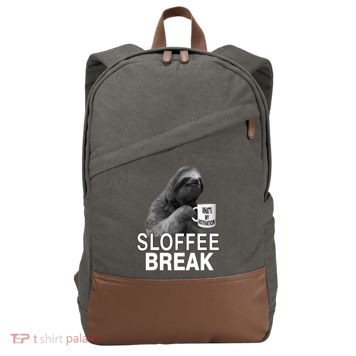 Sloffee Break What's My Motivation Cotton Canvas Backpack