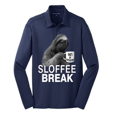 Sloffee Break What's My Motivation Silk Touch Performance Long Sleeve Polo