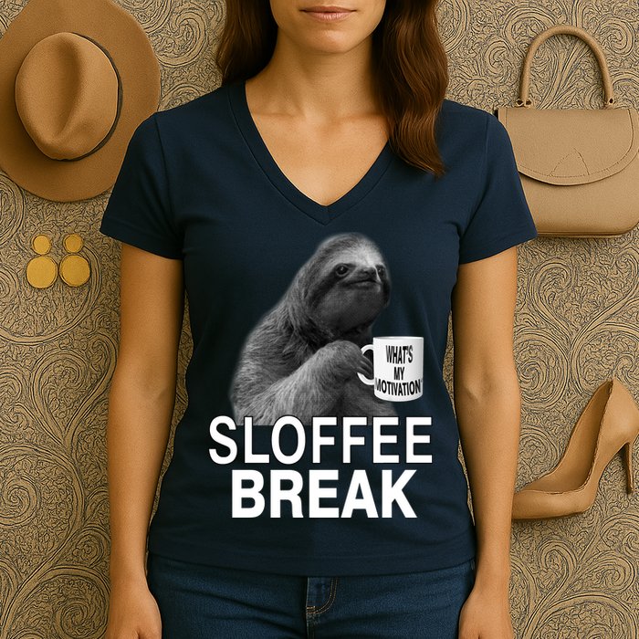 Sloffee Break What's My Motivation Women's V-Neck T-Shirt