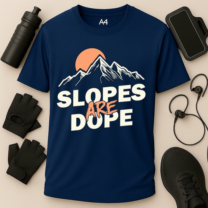 Slopes Are Dope Funny Skiing Cooling Performance Crew T-Shirt