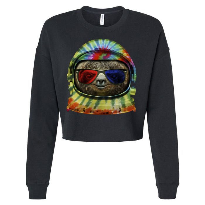 Sloth Astronaut 3D Cropped Pullover Crew