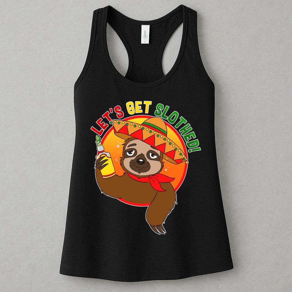 Sloth Cinco De Mayo Let's Get Slothed Womens Tank Top