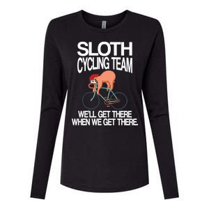 Sloth Cycling Team Womens Cotton Relaxed Long Sleeve T-Shirt