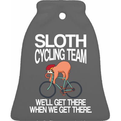 Sloth Cycling Team Ceramic Bell Ornament