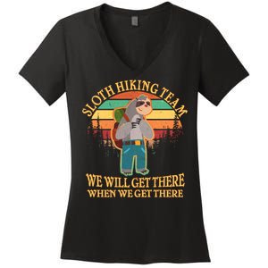 Sloth Hiking Team Women's V-Neck T-Shirt