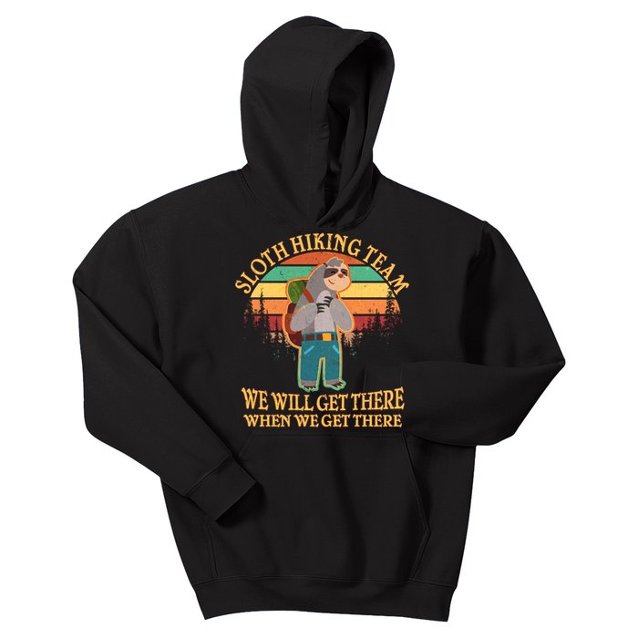 Sloth Hiking Team Kids Hoodie