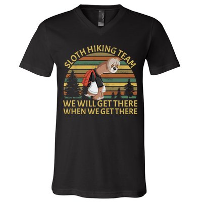 Sloth Hiking Team We Will Get There When We Get There V-Neck T-Shirt