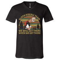 Sloth Hiking Team We Will Get There When We Get There V-Neck T-Shirt