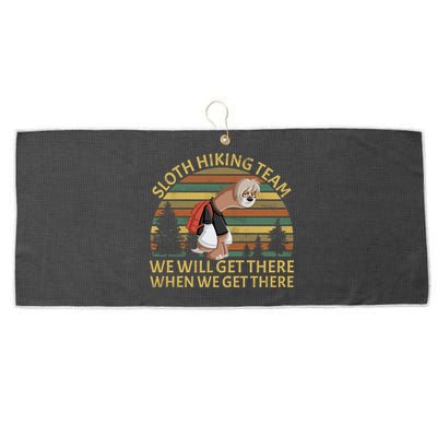 Sloth Hiking Team We Will Get There When We Get There Large Microfiber Waffle Golf Towel