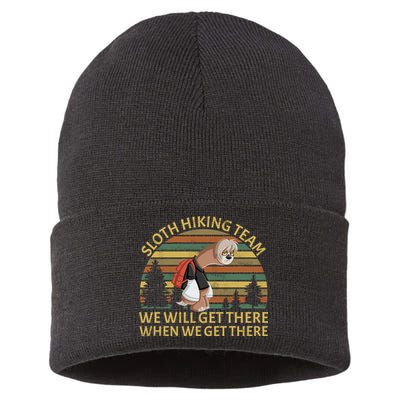 Sloth Hiking Team We Will Get There When We Get There Sustainable Knit Beanie