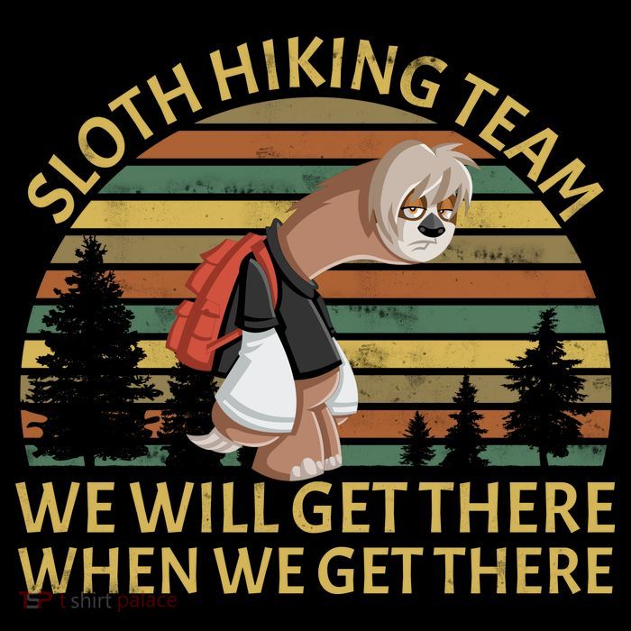 Sloth Hiking Team We Will Get There When We Get There Pom Pom 12in Knit Beanie