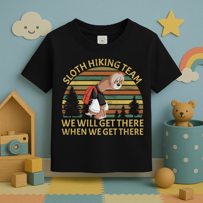 Sloth Hiking Team We Will Get There When We Get There Toddler T-Shirt