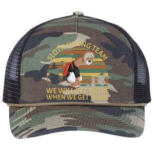 Sloth Hiking Team We Will Get There When We Get There Retro Rope Trucker Hat Cap